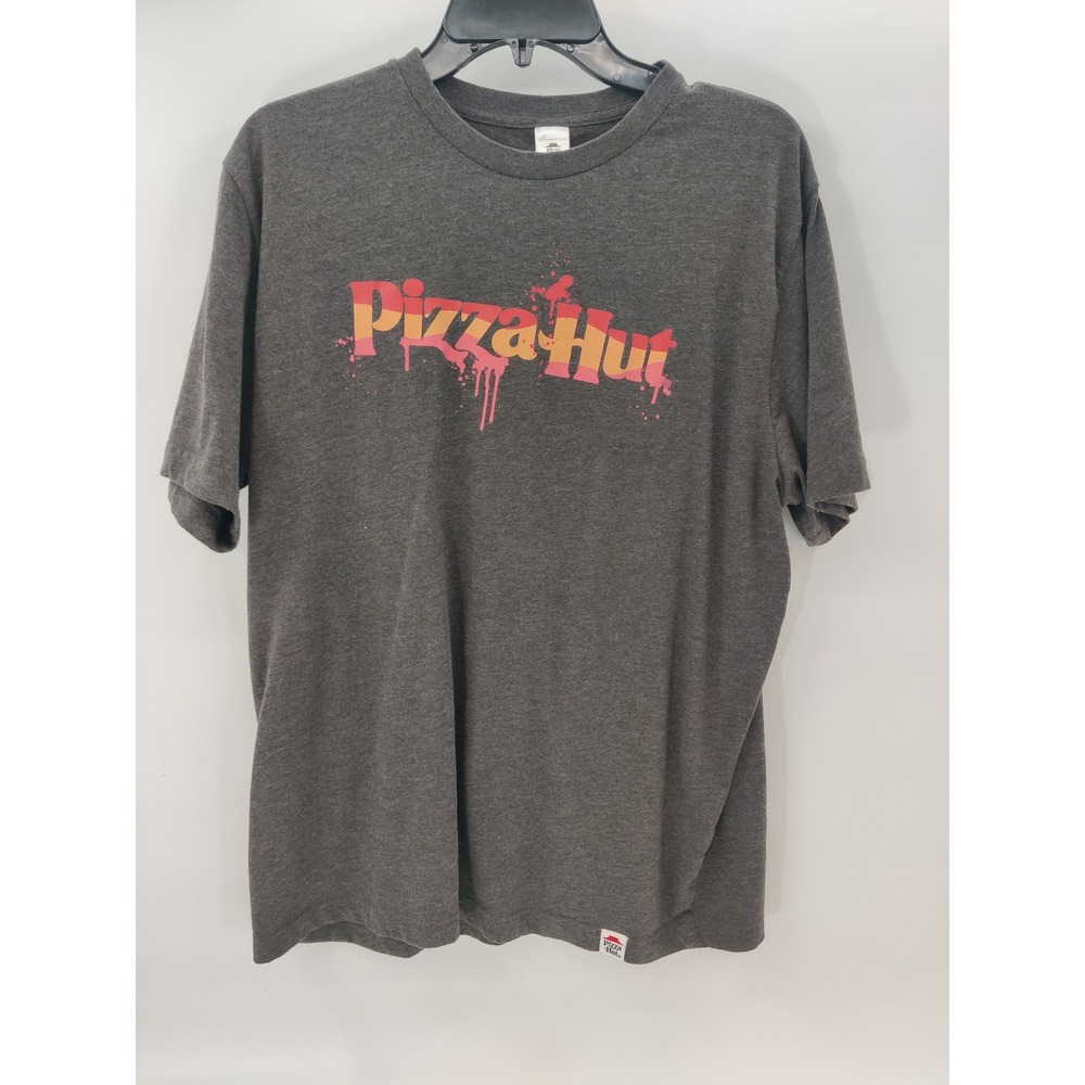 Pizza Hut T Shirt Gray Short Sleeve Graphic Logo Casual Mens Size L‎